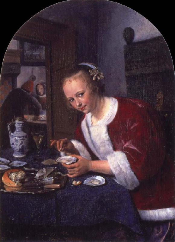 Jan Steen Girl offering oysters oil painting picture